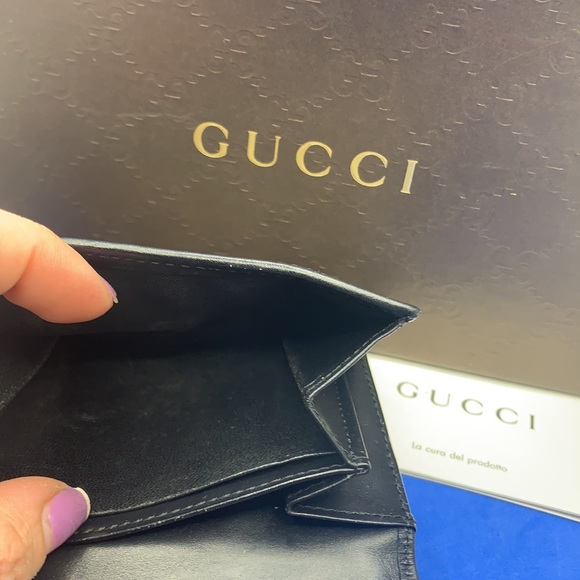 Rare black Gucci leather & canvas GG Guccissima vintage wallet - Picture 7 of 10